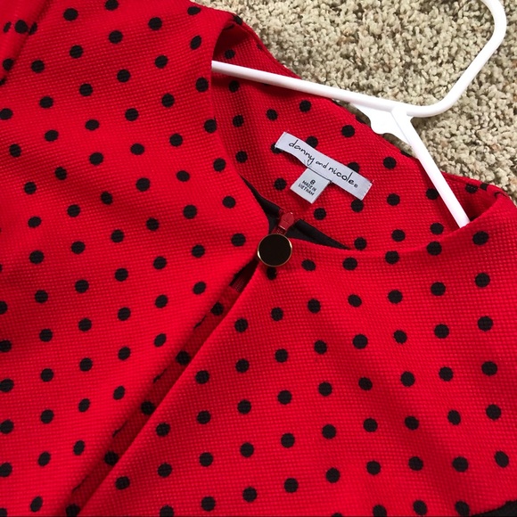 Danny & Nicole 2pc Red & Black Polka Dot Jacket Dress Set Size 8 - Picture 3 of 14